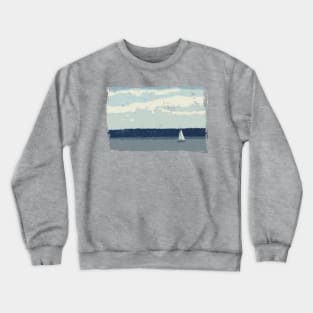 Lispe Impressionist Style Sailboat on Calm Waters Crewneck Sweatshirt